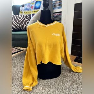 Champs Yellow Cropped Sweatshirt